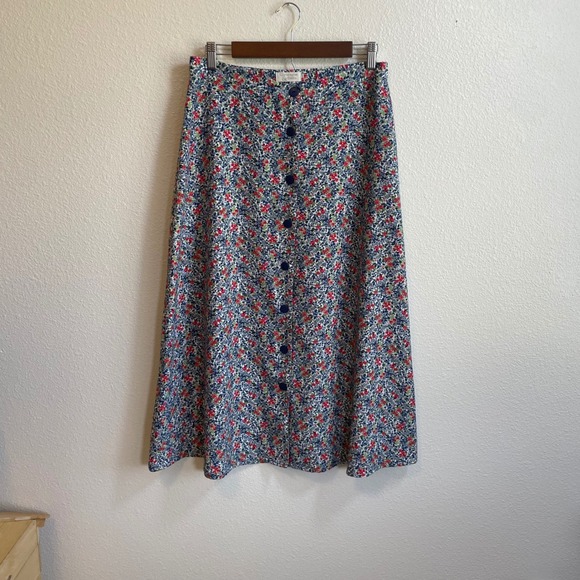Women's Christopher & Banks Floral Print Button Front Full Skirt Size 10 - Picture 1 of 8